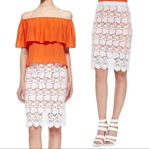 Rebecca Minkoff Angelica Floral Lace Pencil Skirt Size 4